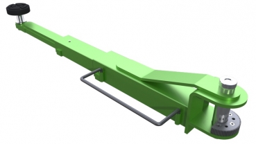 ProfiPaul 2-Säulen-Hebebühne elektrisch 4,0t mit Überfahrschwelle (DTPF 6093 EP) Tragarm grün 3-teilig schräg links